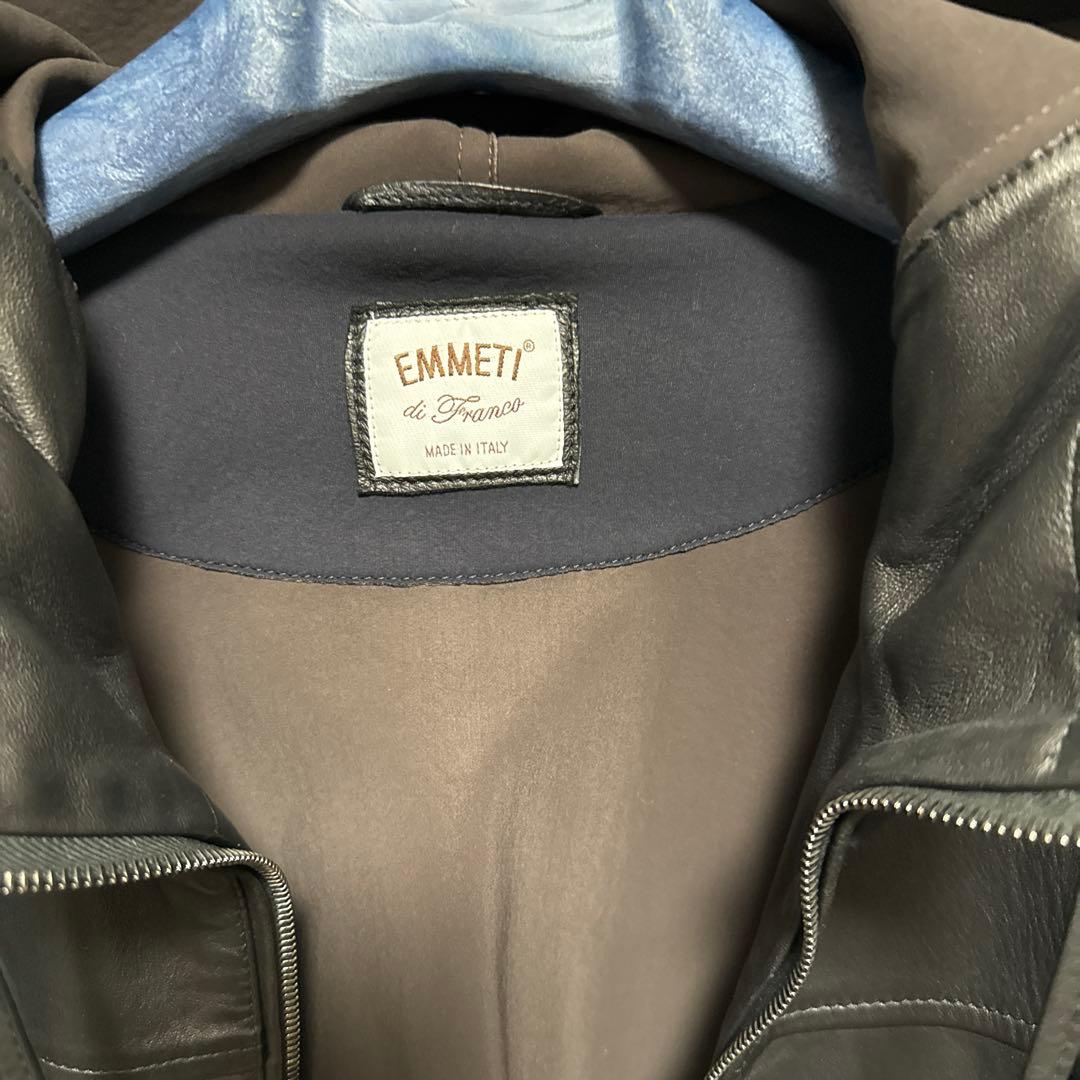 EMMETI フード付きレザージャケット 48 エンメティ