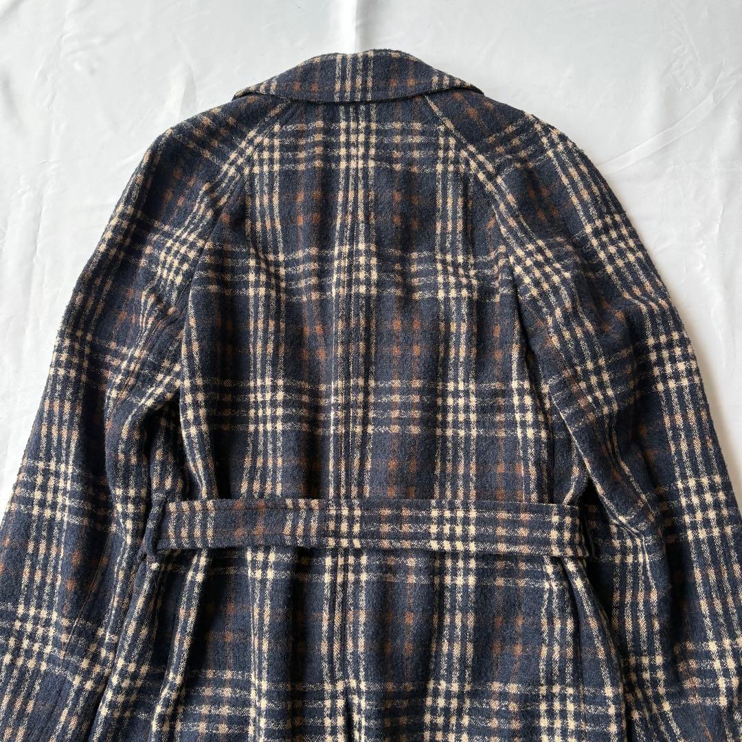 LARDINI ラルディーニ チェック チェスターコート ウール ガウン 50