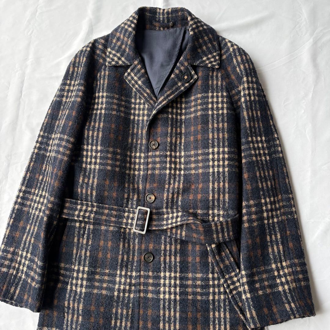 LARDINI ラルディーニ チェック チェスターコート ウール ガウン 50