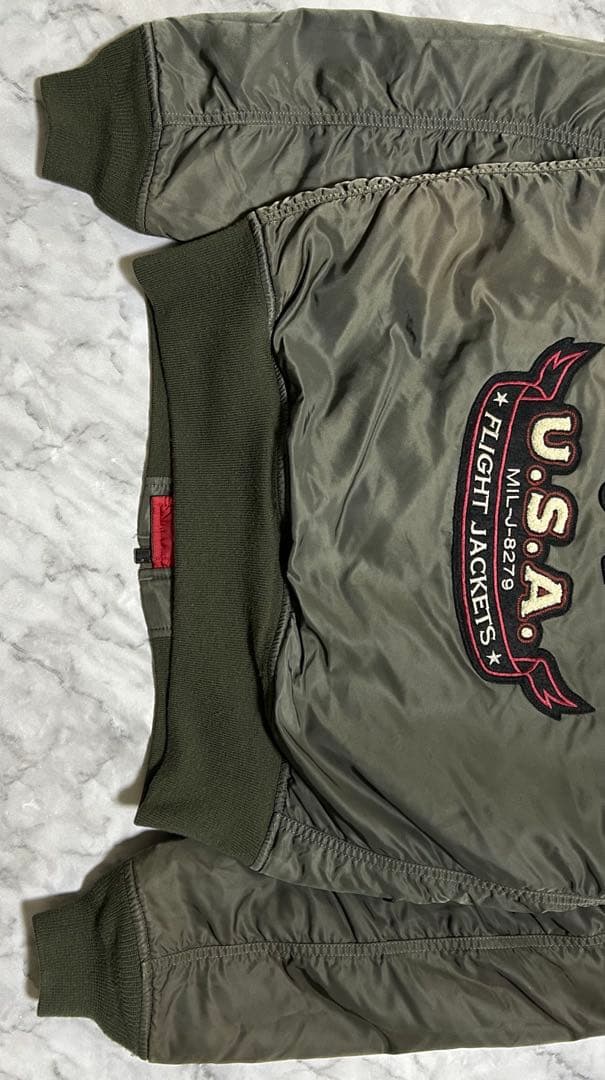 ALPHA MA-1 フライトジャケット エンブレム 刺繍 Lサイズ カーキ