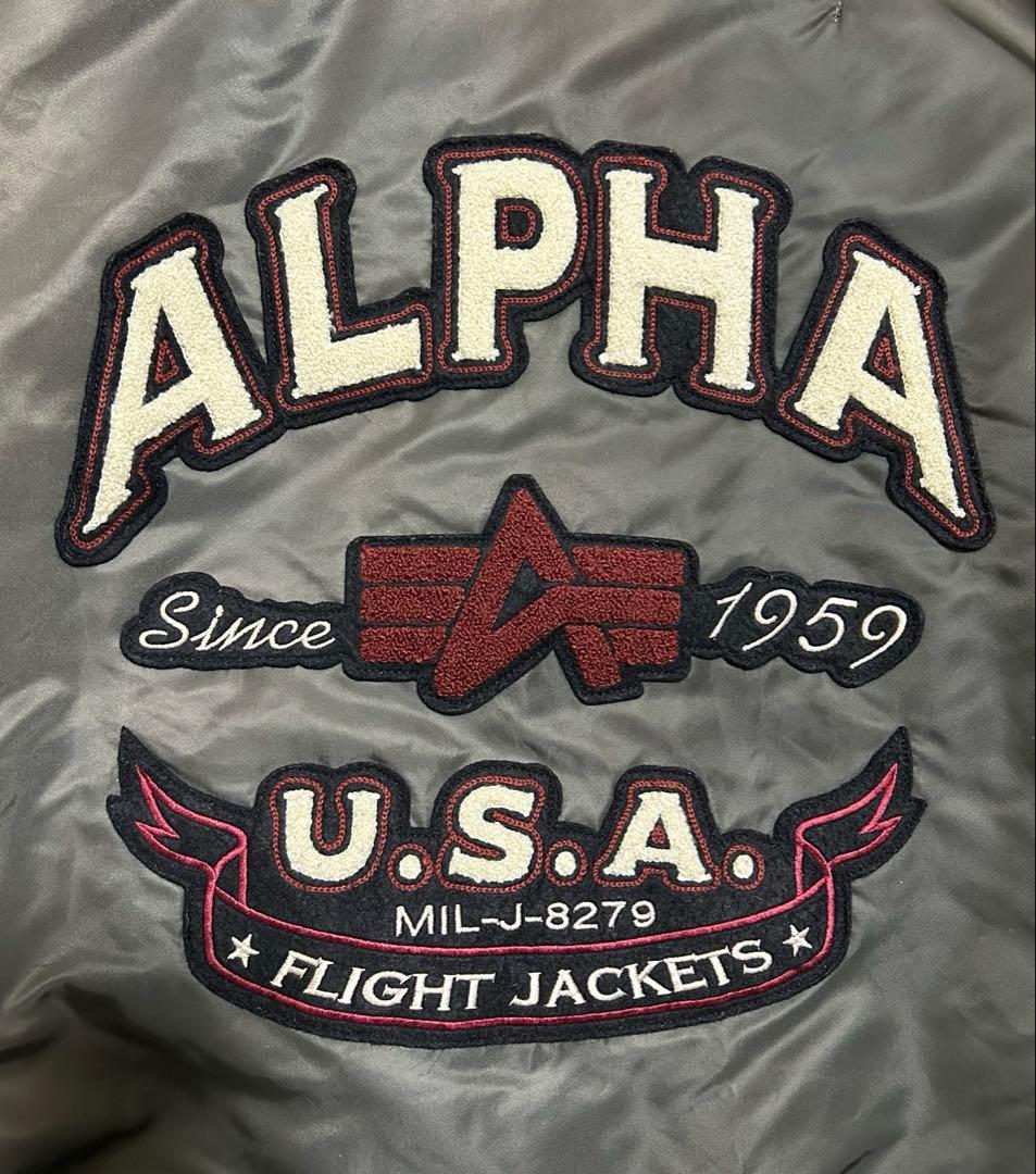 ALPHA MA-1 フライトジャケット エンブレム 刺繍 Lサイズ カーキ