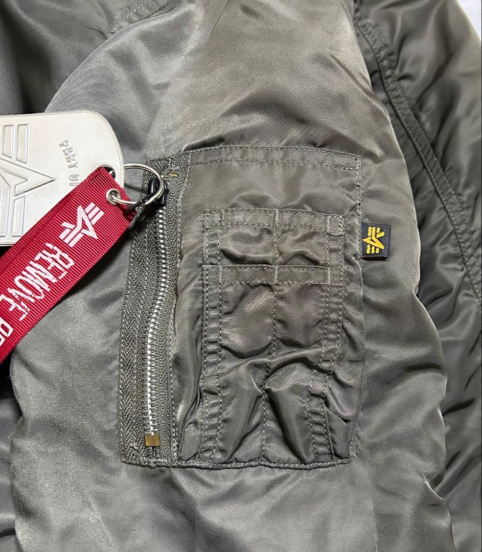 ALPHA MA-1 フライトジャケット エンブレム 刺繍 Lサイズ カーキ