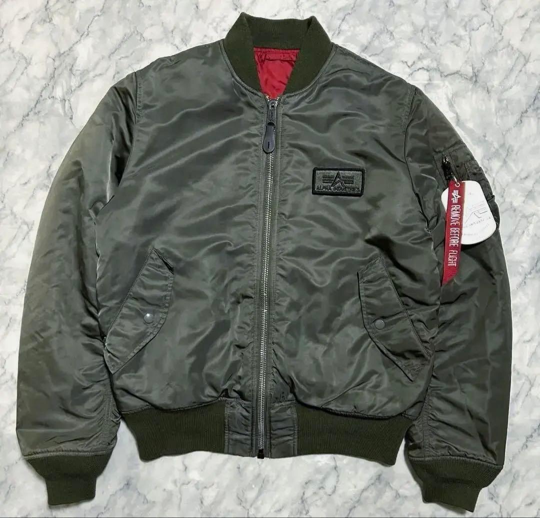 ALPHA MA-1 フライトジャケット エンブレム 刺繍 Lサイズ カーキ