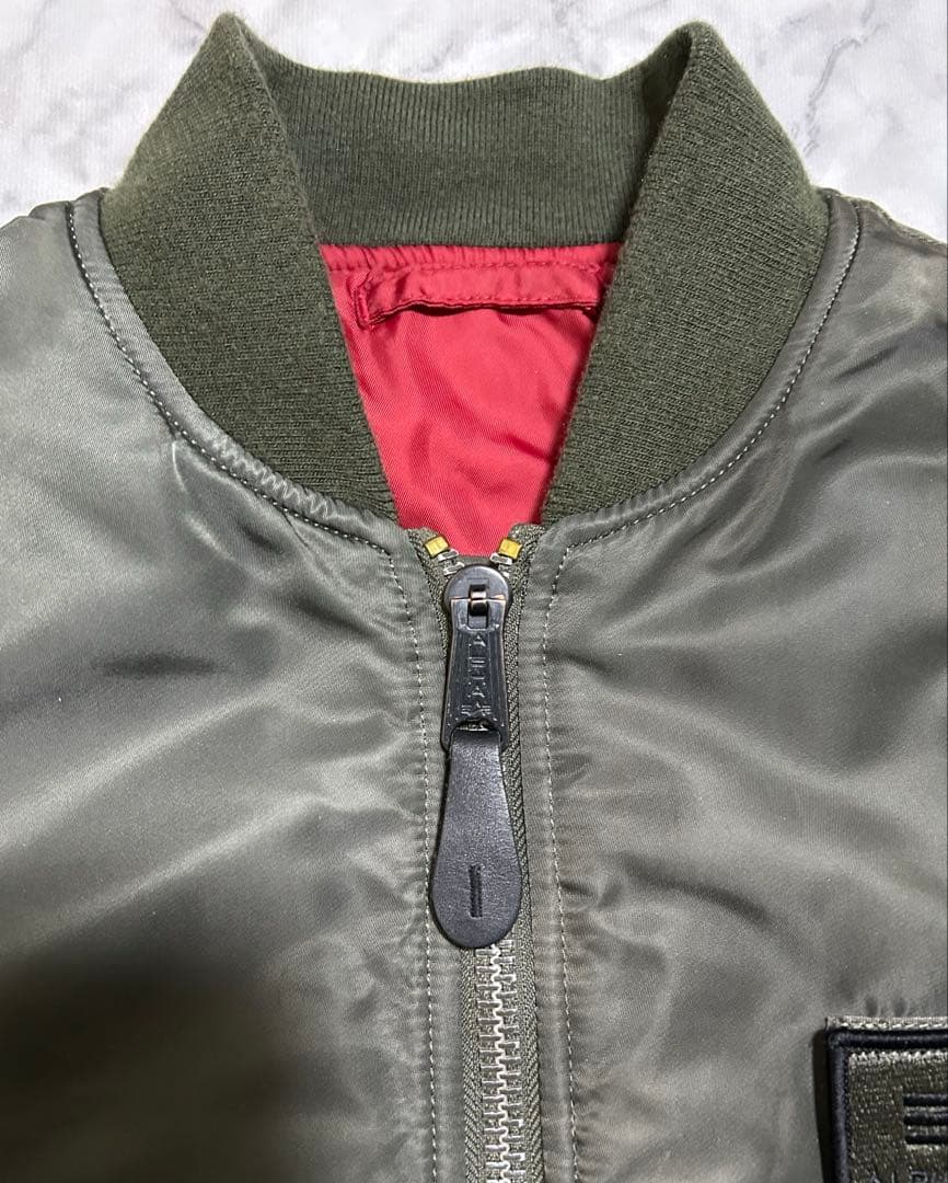 ALPHA MA-1 フライトジャケット エンブレム 刺繍 Lサイズ カーキ