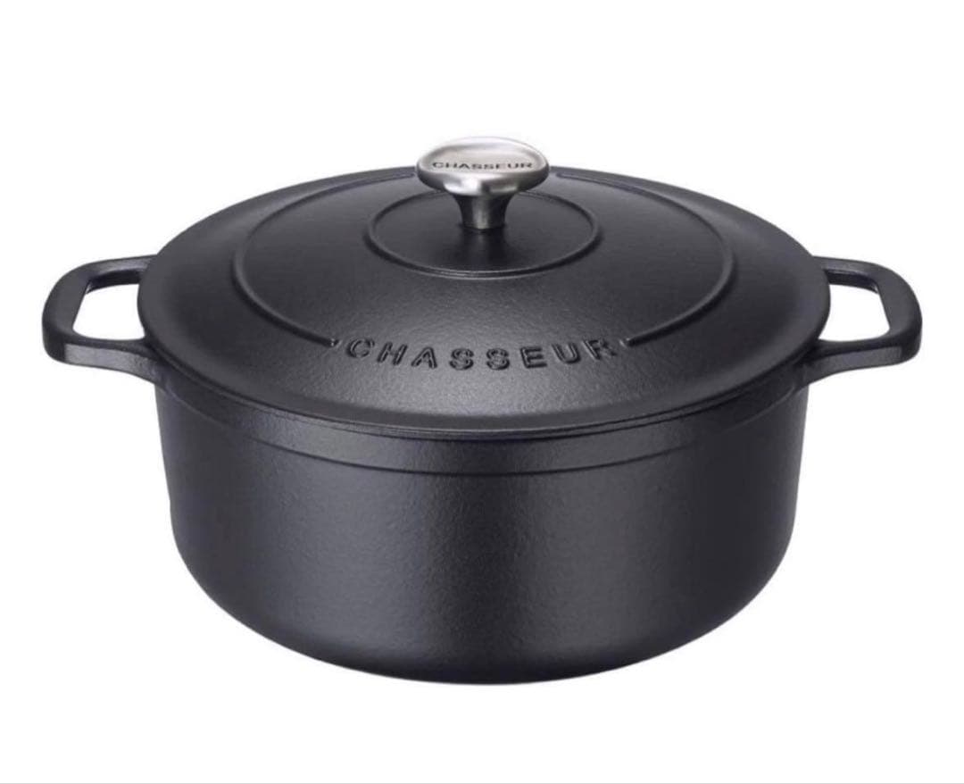 新品　CHASSEUR サブライム ラウンドキャセロール　24cm 両手鍋　黒