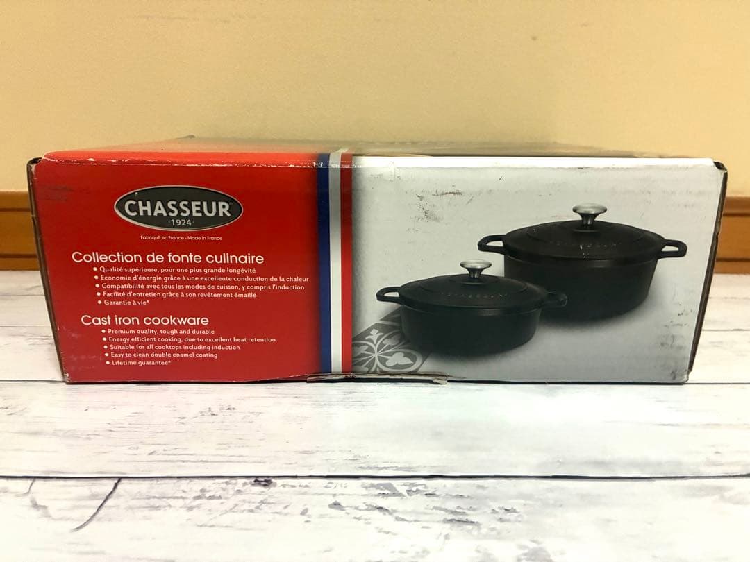 新品　CHASSEUR サブライム ラウンドキャセロール　24cm 両手鍋　黒