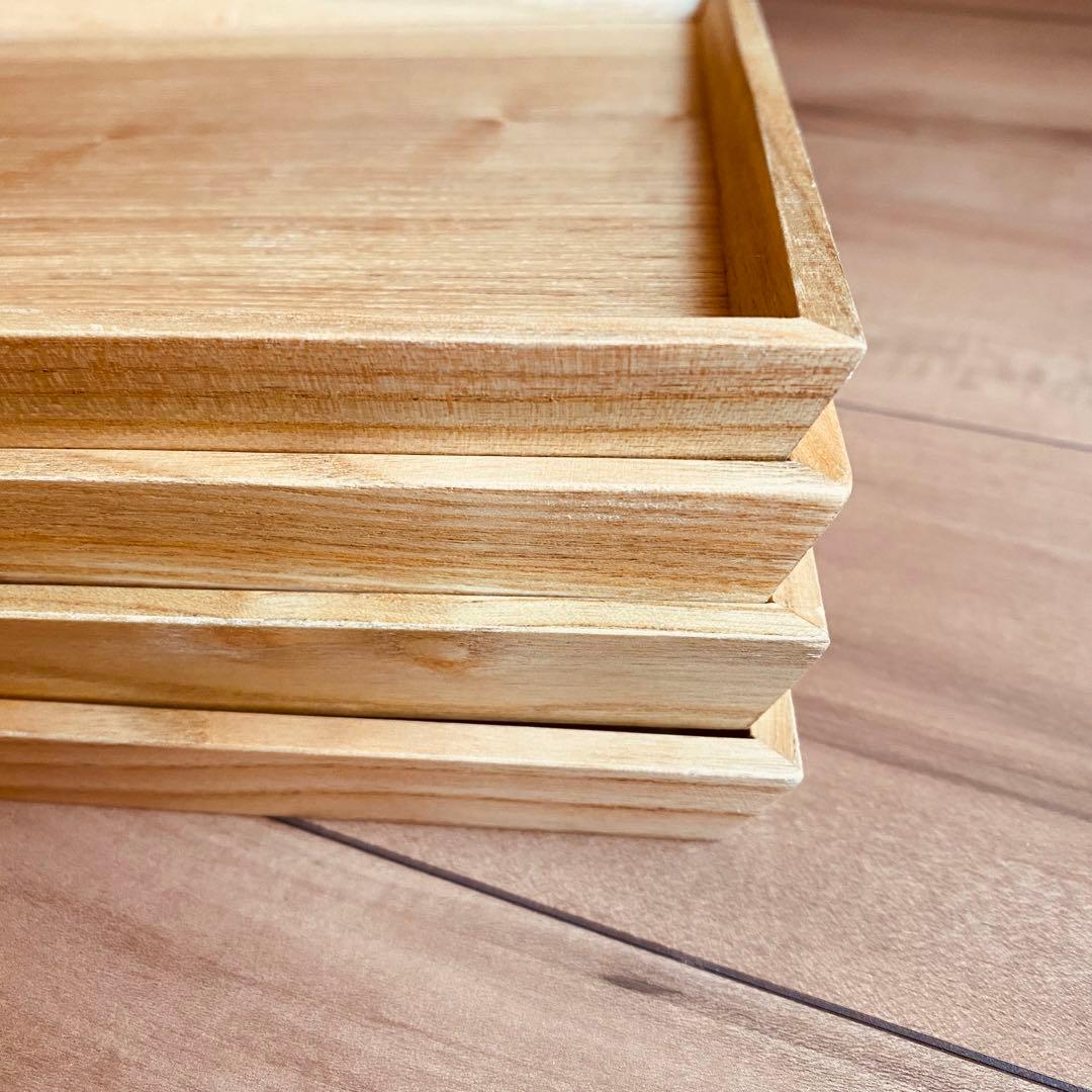 新品　木製トレー 10枚セット 木 トレイ お盆 お食事トレイ スタッキング