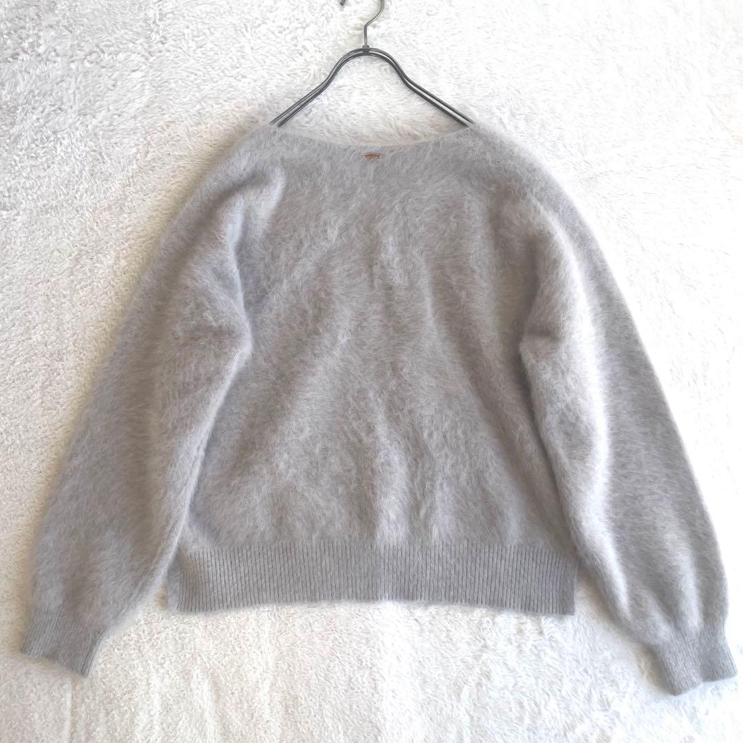 極美品✨jinesフォックス カシミヤ シャギー ニット 38 グレージュ