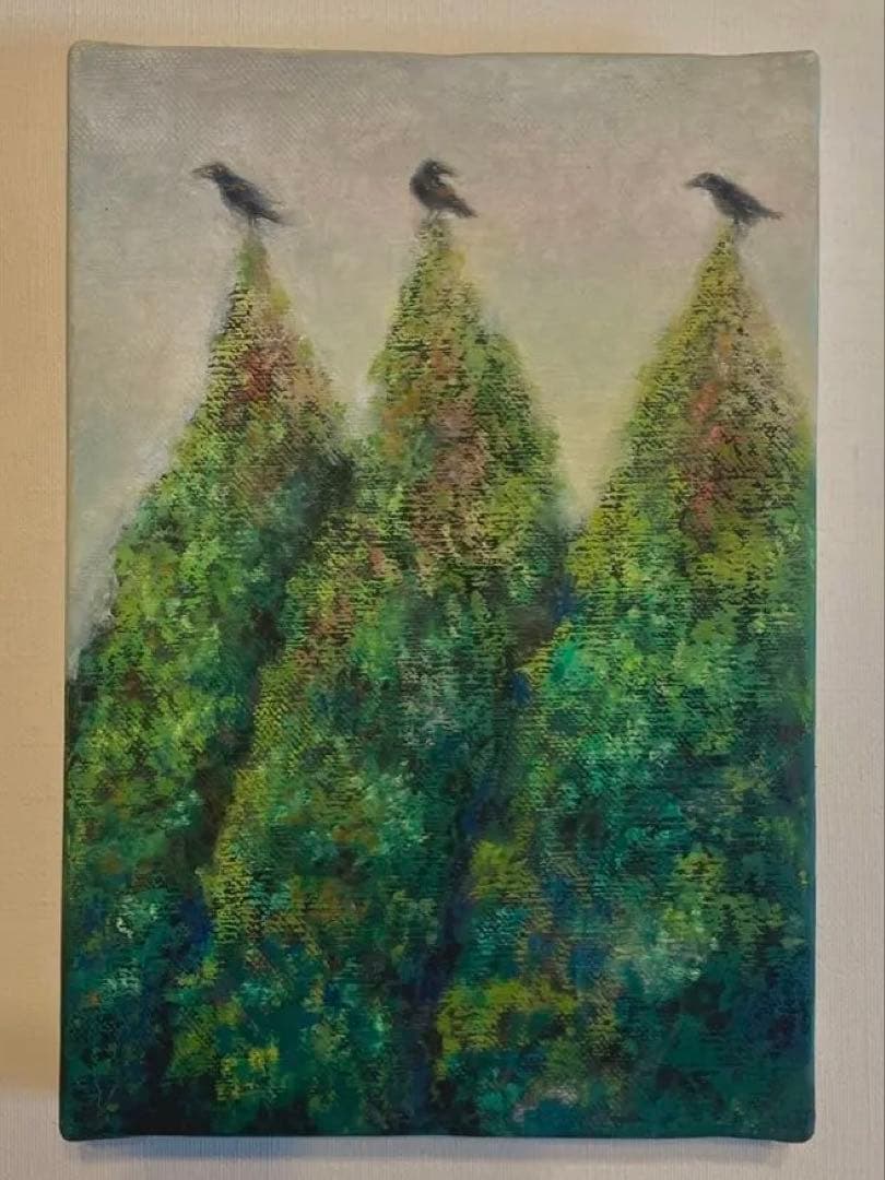 木と鳥の絵※原画※真作※直筆サイン入り