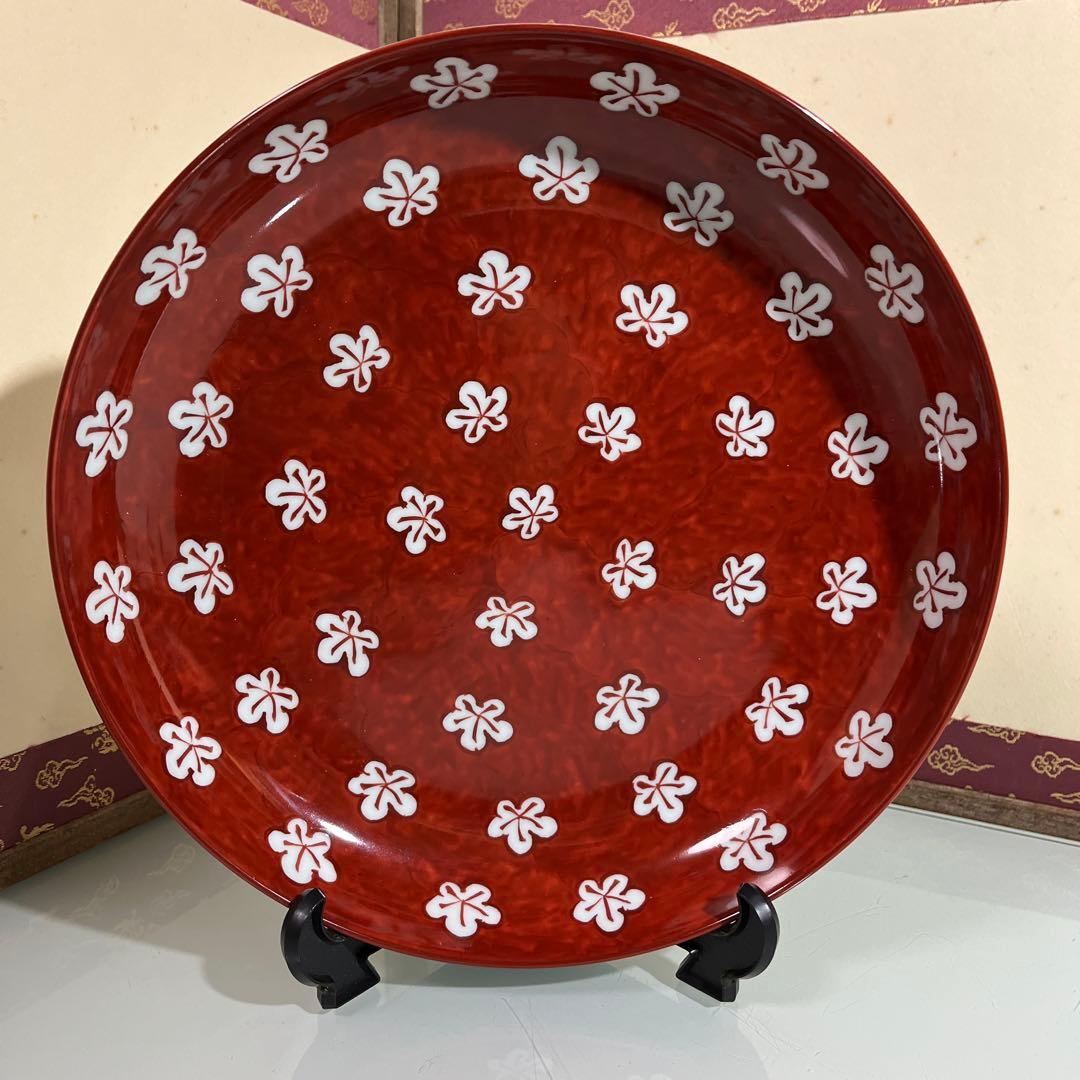 まぁこ❣️源右衛門　赤絵梅紋　大皿27.5cm