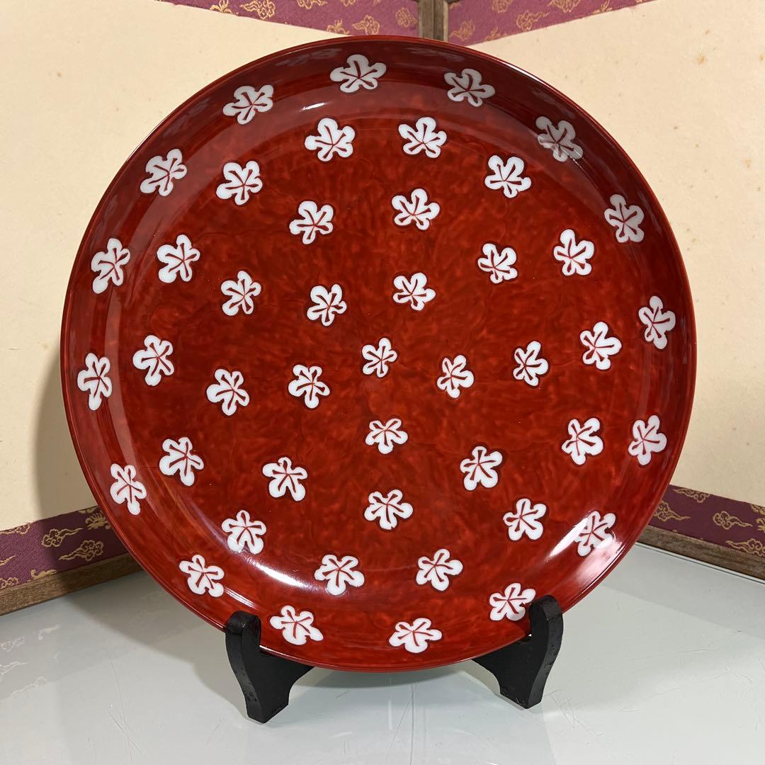 まぁこ❣️源右衛門　赤絵梅紋　大皿27.5cm