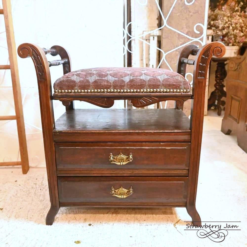 L3705-207 英国アンティーク ベンチ スツール ピアノスツール 収納