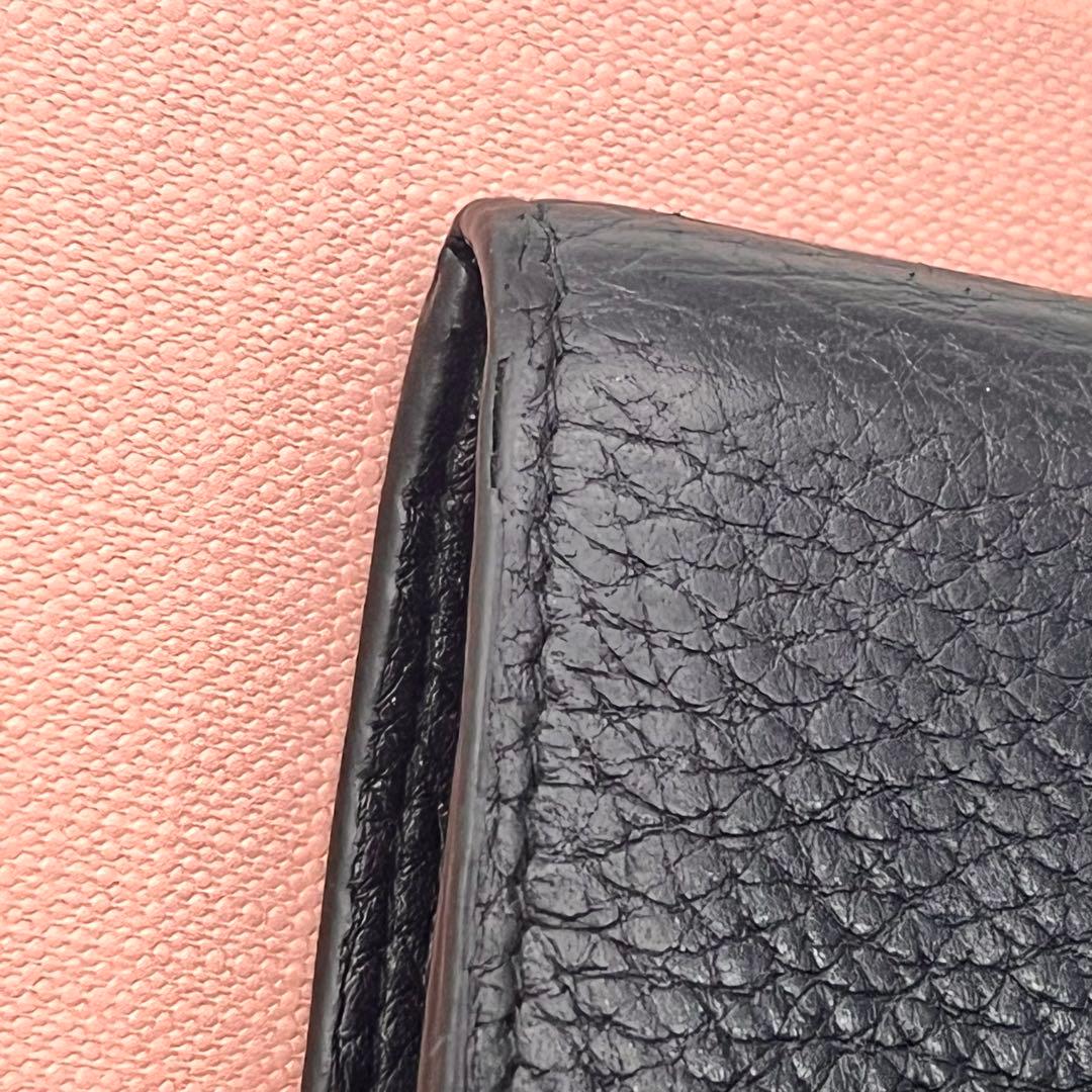 miu miu ミュウミュウ ロゴ ブラック レザー 二つ折り財布　0127-②