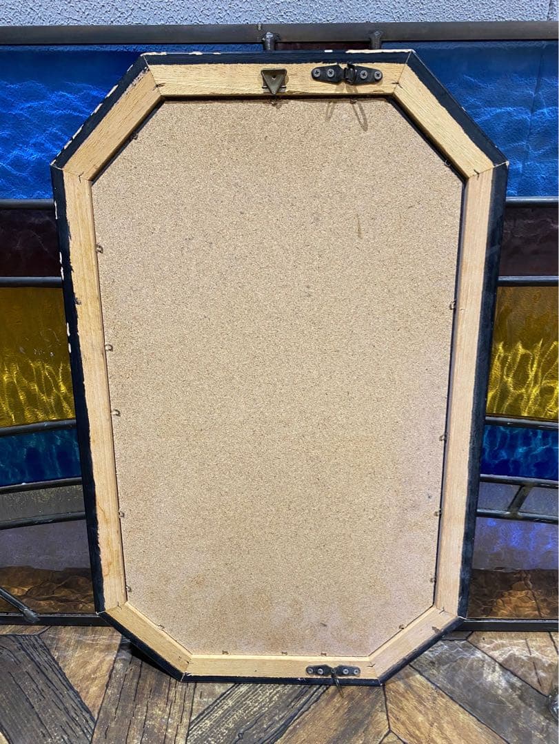 イタリア製 八角形 面取 壁掛けミラー 鏡 アンティーク インテリア 風水