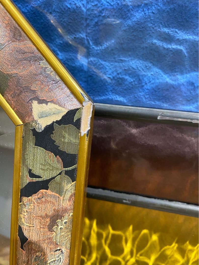 イタリア製 八角形 面取 壁掛けミラー 鏡 アンティーク インテリア 風水