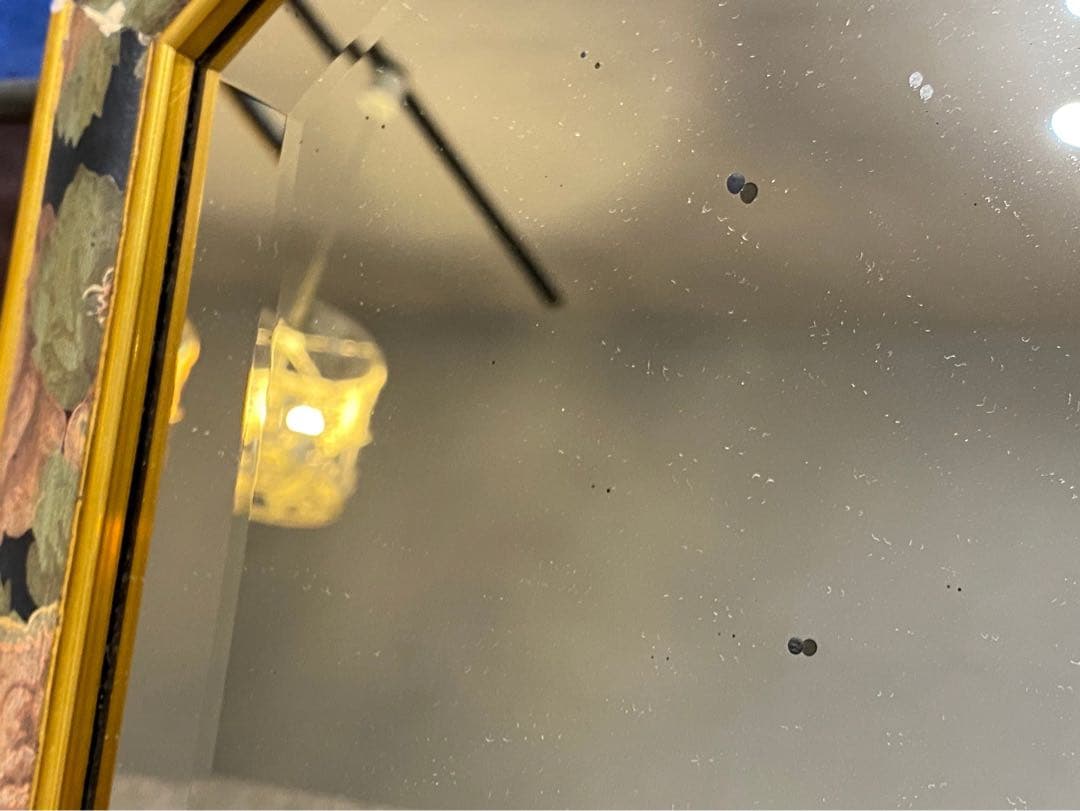 イタリア製 八角形 面取 壁掛けミラー 鏡 アンティーク インテリア 風水