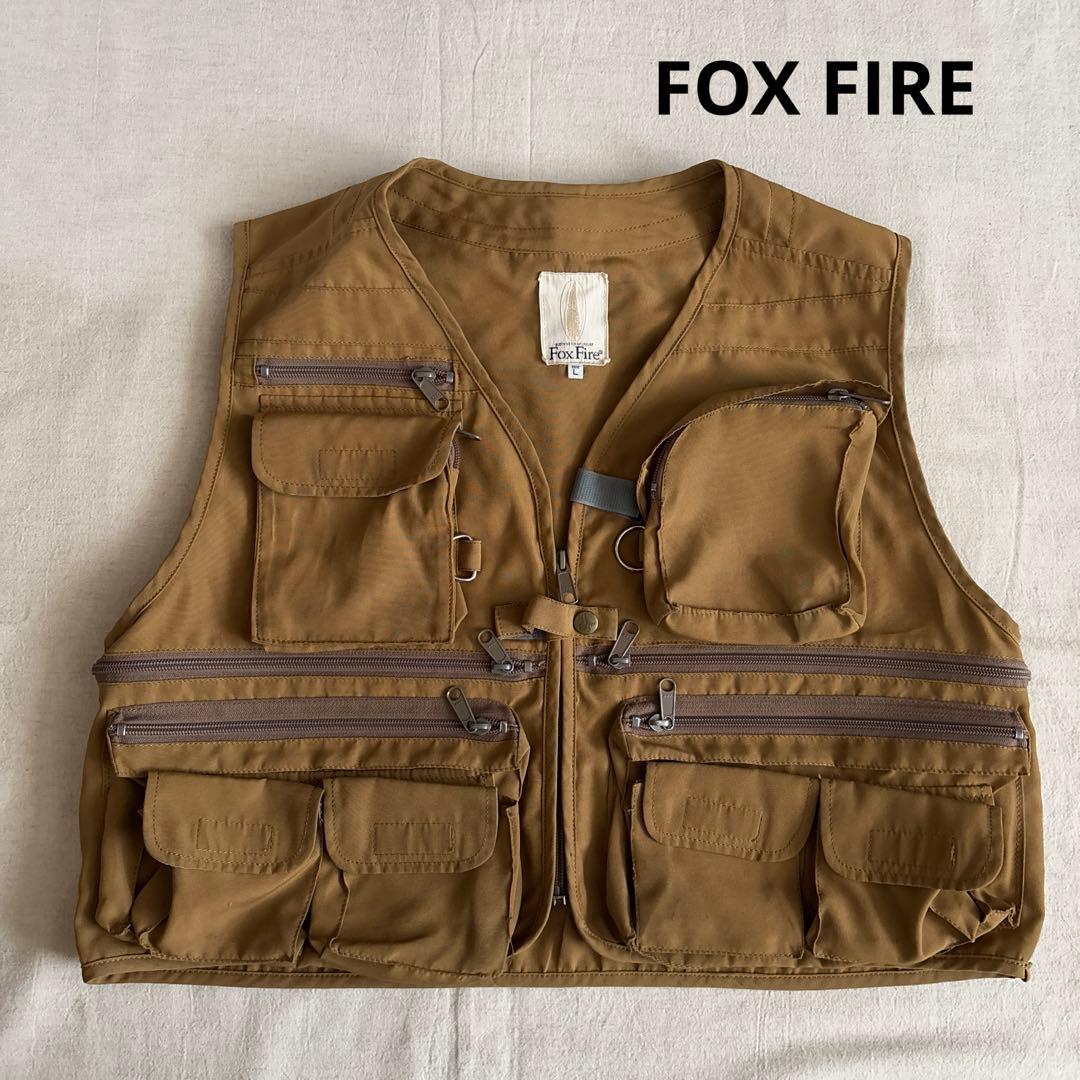 FOX FIRE 旧ロゴ　 フィッシングベスト 迷彩ポケット付き　Lサイズ