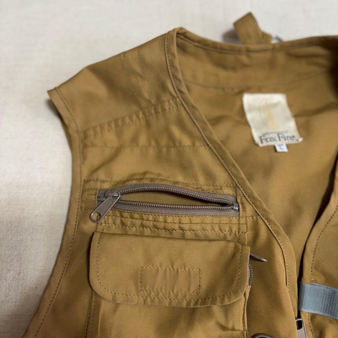 FOX FIRE 旧ロゴ　 フィッシングベスト 迷彩ポケット付き　Lサイズ