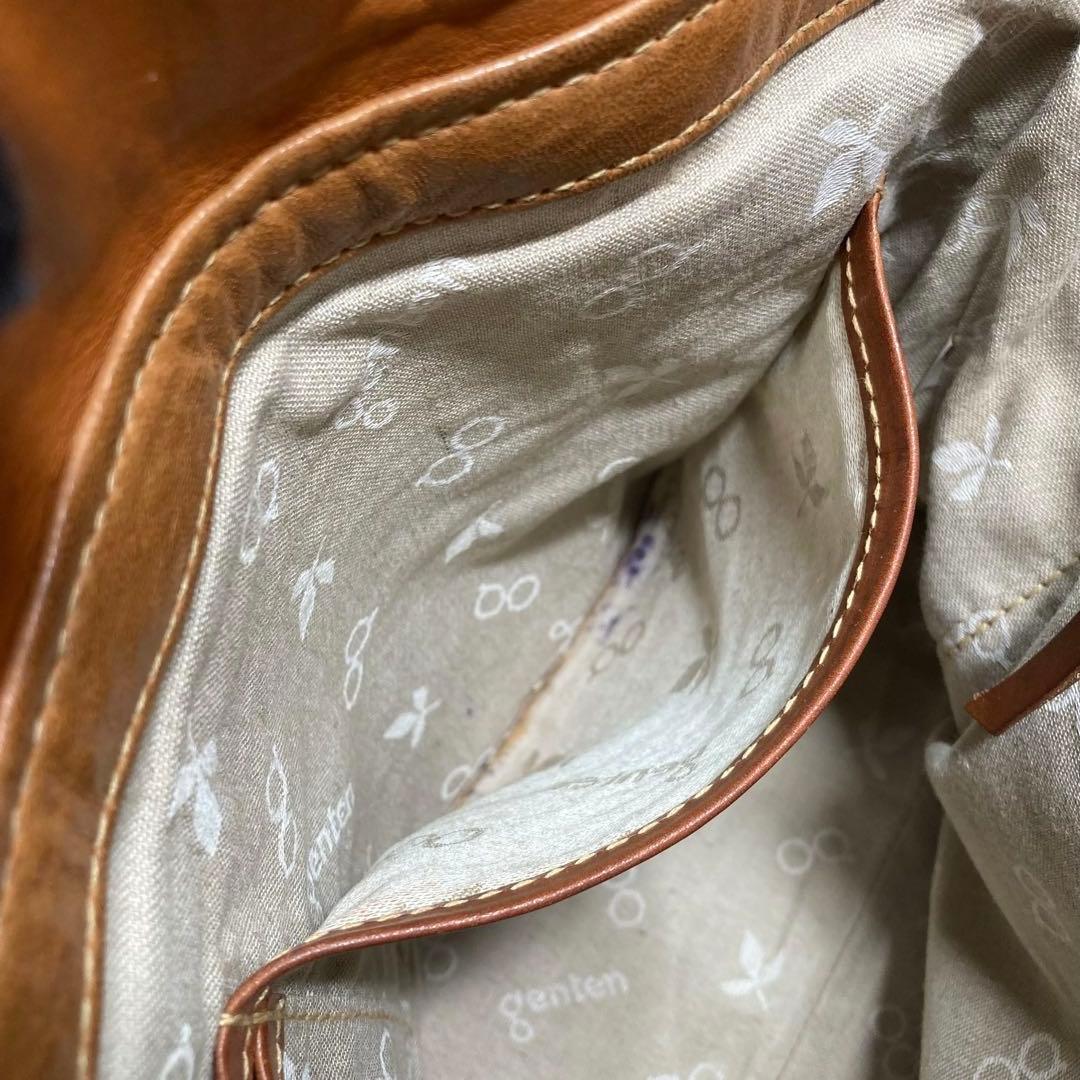 genten　ウールシープ本革　メッセンジャーバッグ　クロスボディ　飴色ブラウン