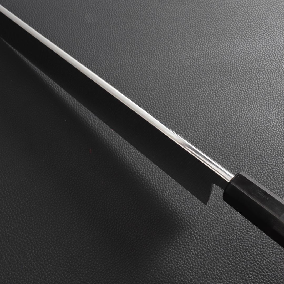 11055 鱧切り 骨切り包丁 尺一 鏡面仕上げ 刺身包丁 黒檀黒水牛角八角柄