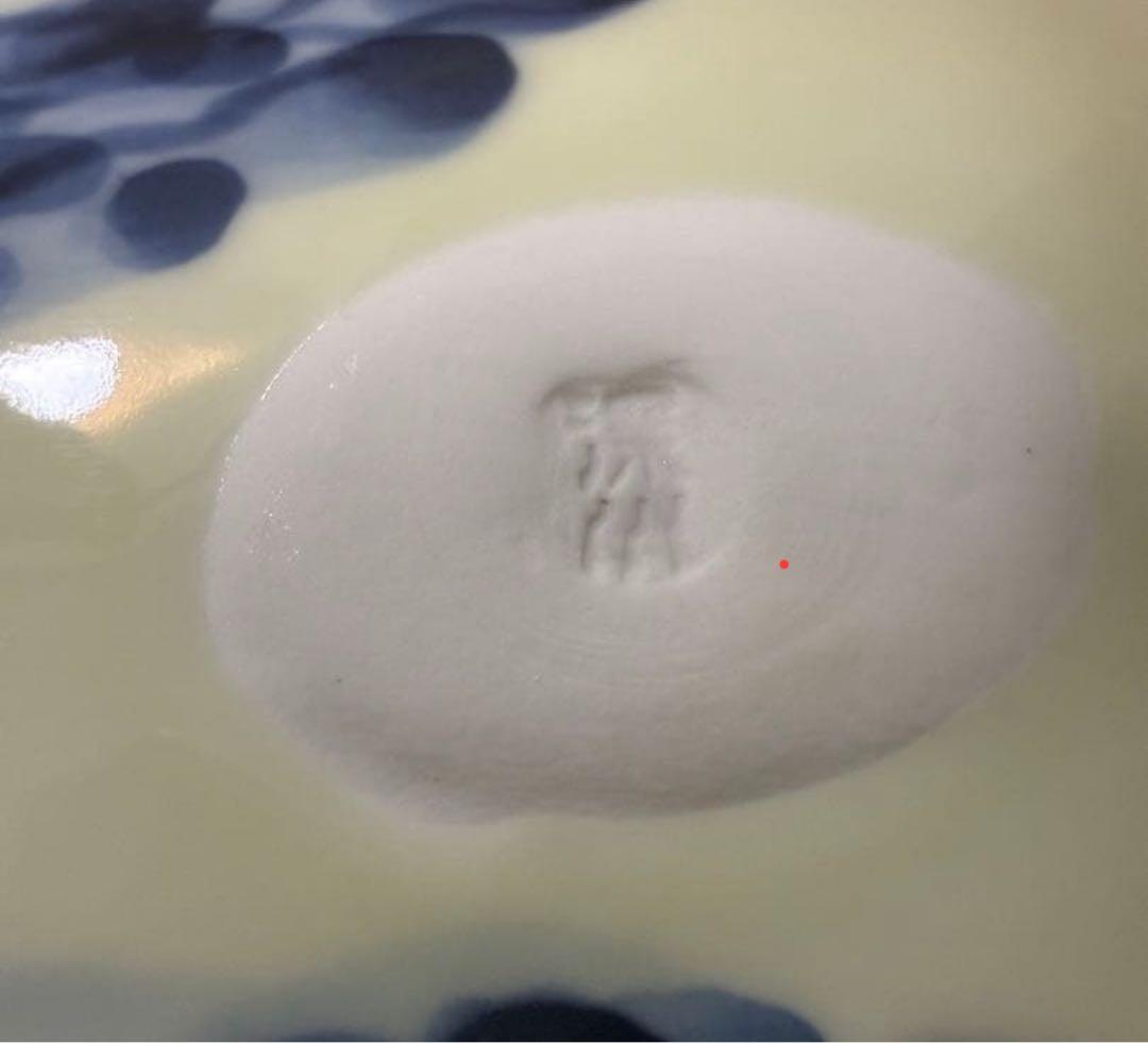 魚彫刻　足付皿揃　5皿　深川刻印あり　製造終了品　深川製　染付 魚型皿　 三つ足