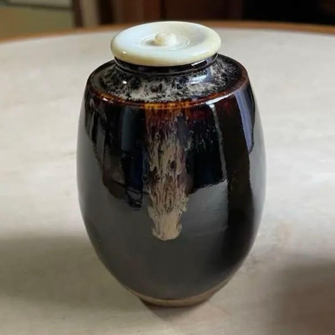 値下げしました　肩衝茶入　仕覆付　共箱付　茶道