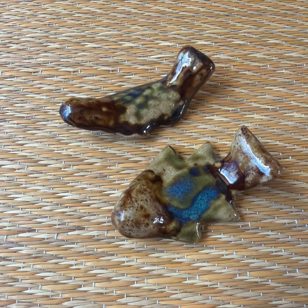 人間国宝 金城次郎 箸置き 魚 2点