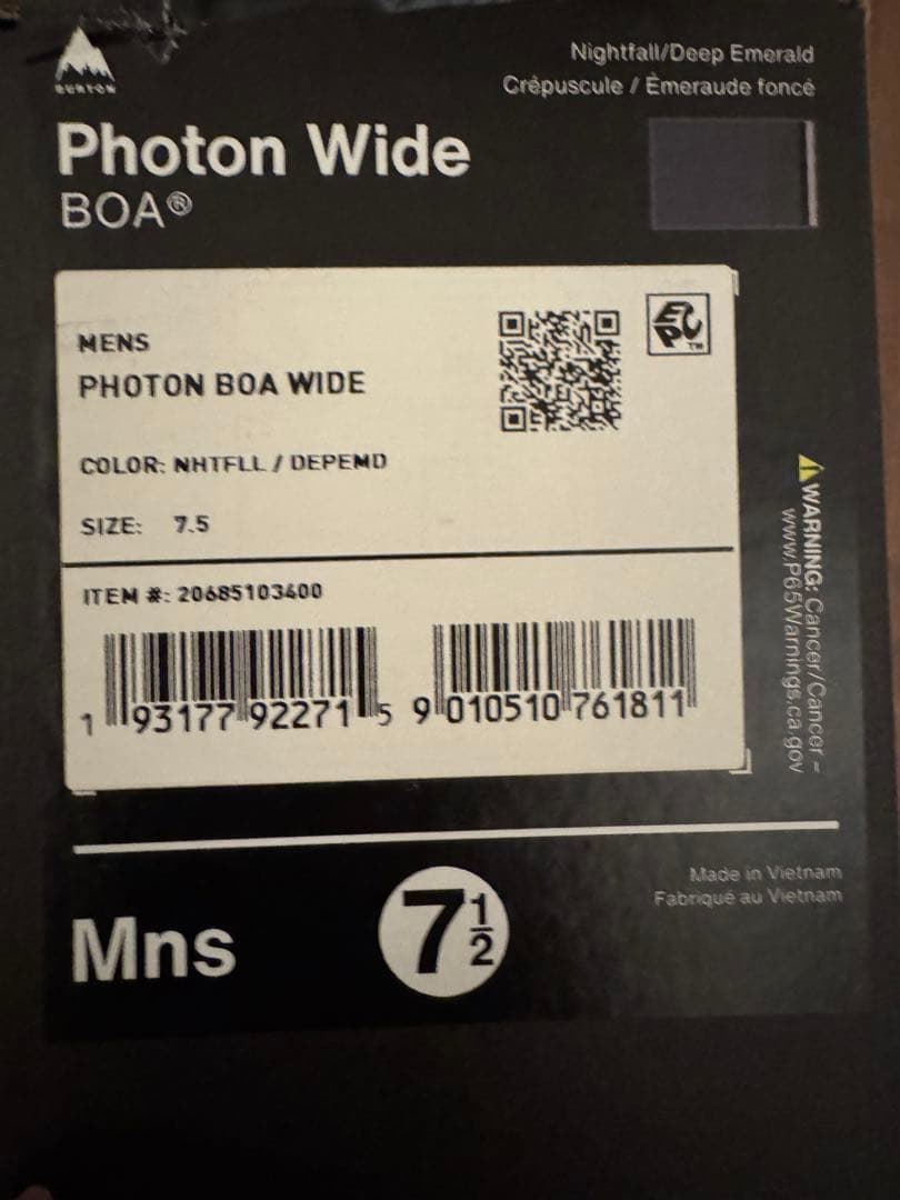 24/25 Burton Photon Wide BOA ブーツ 25.5