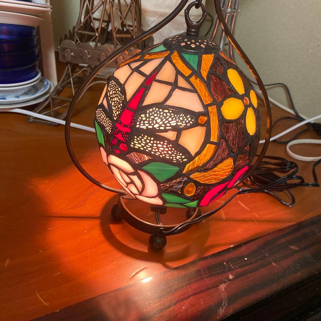 ステンドグラス吊り型 ナギットと赤トンボと薔薇柄