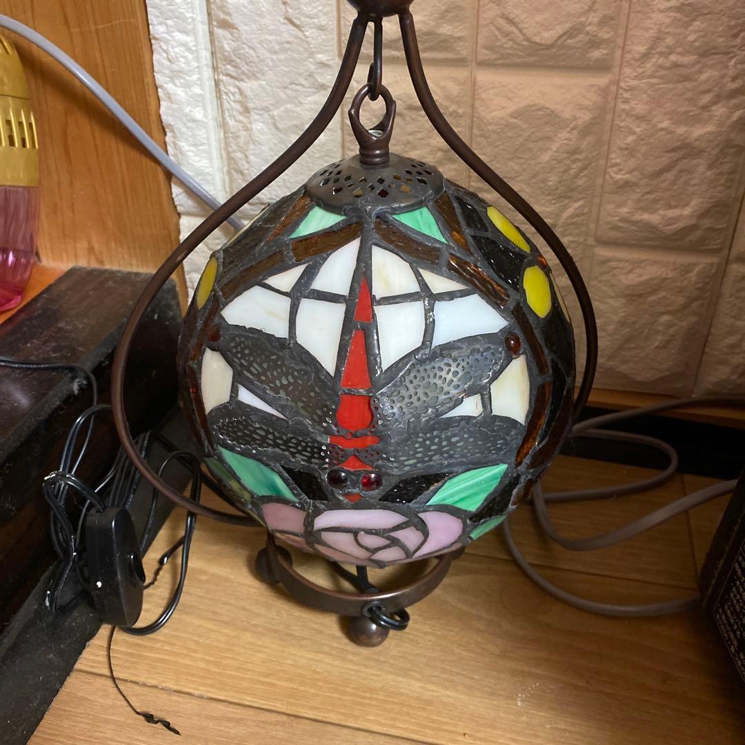 ステンドグラス吊り型 ナギットと赤トンボと薔薇柄