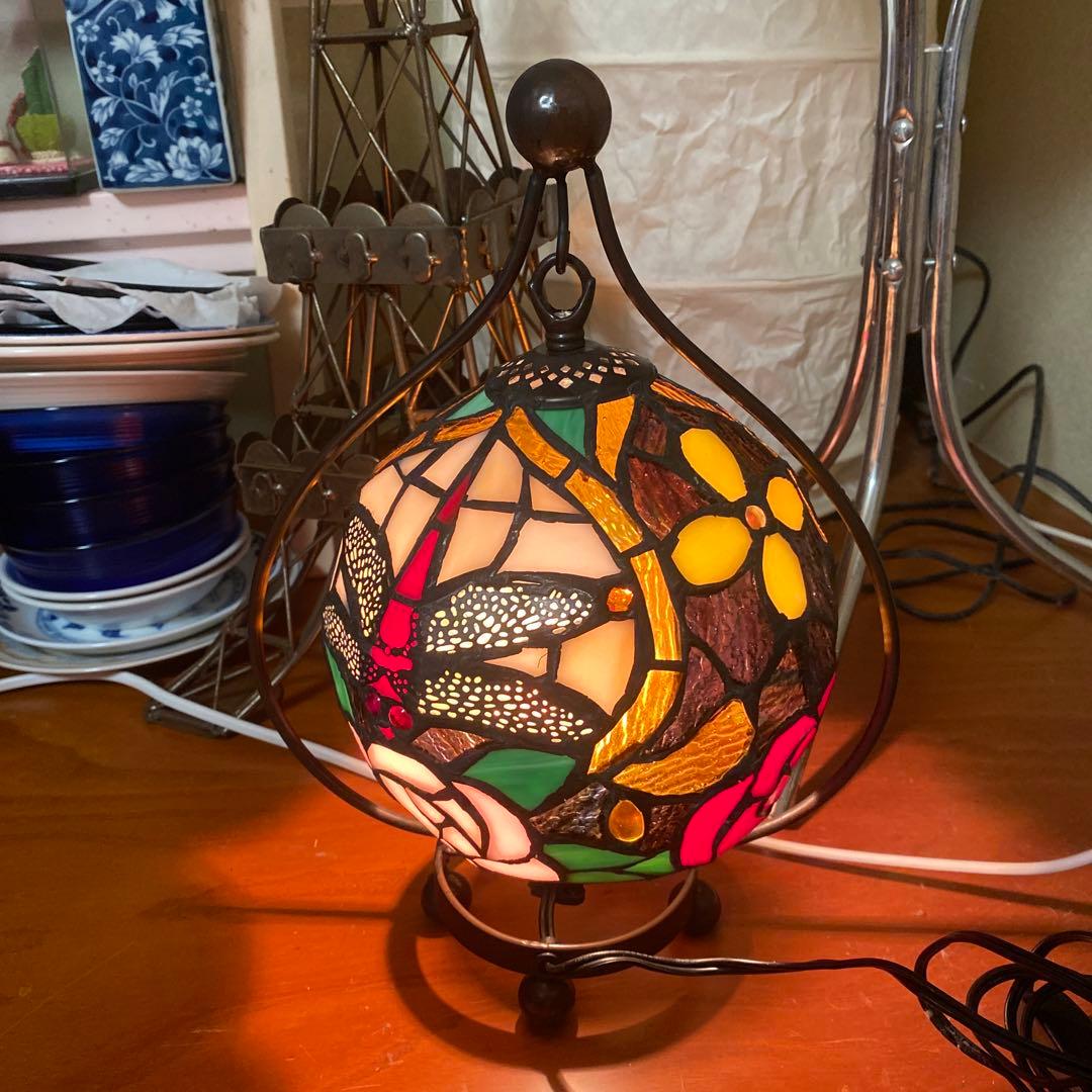 ステンドグラス吊り型 ナギットと赤トンボと薔薇柄