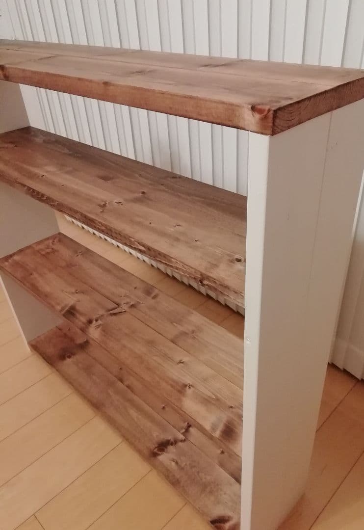 ハンドメイドシェルフ/収納棚/ラック/木製/ホワイト【送料込み】