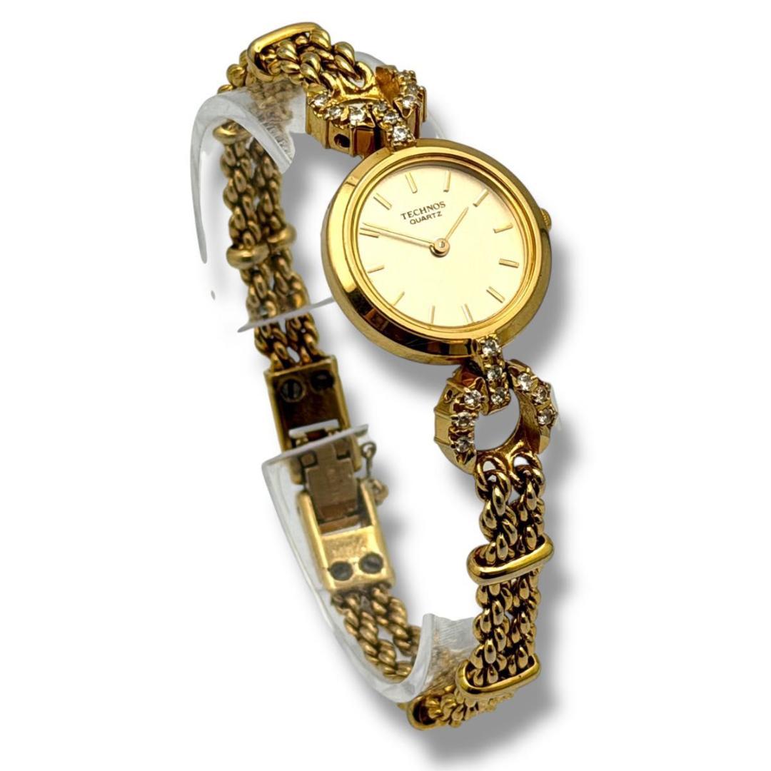 稼働 テクノス 腕時計 レディース クォーツ P8B0144 ラインストーン