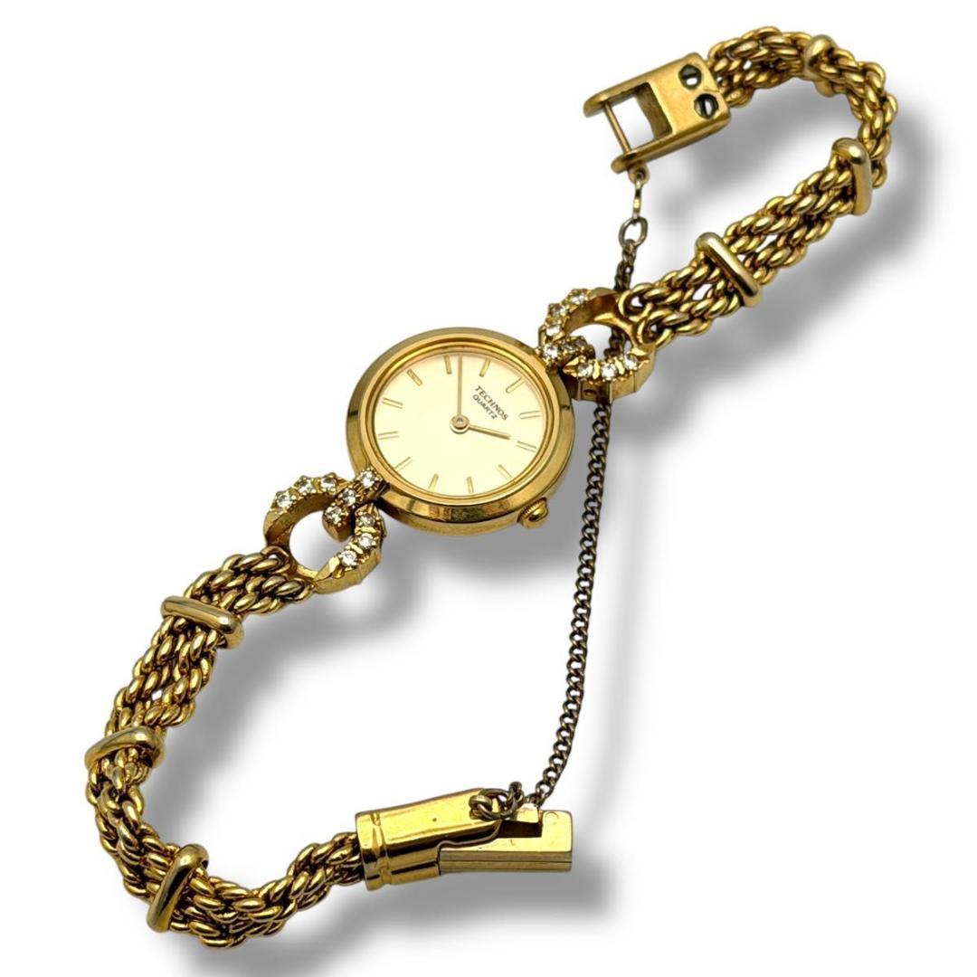 稼働 テクノス 腕時計 レディース クォーツ P8B0144 ラインストーン