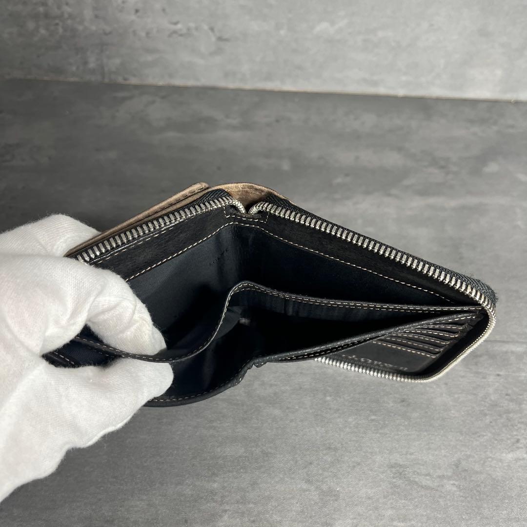 ムササビ　ロエベ アナグラム 本革 二つ折り財布 小銭入れ付き パッチ