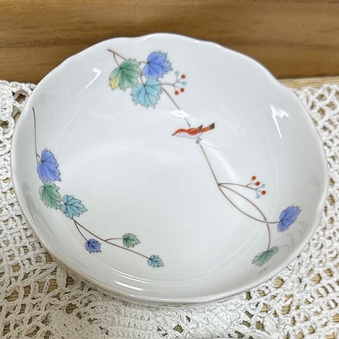 09 未使用　香蘭社　小鳥の詩　中皿5個セットと小鉢5個セット　ケーキ皿　食器