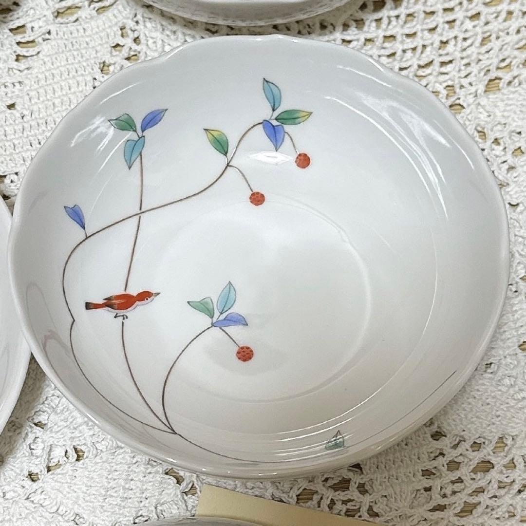 09 未使用　香蘭社　小鳥の詩　中皿5個セットと小鉢5個セット　ケーキ皿　食器