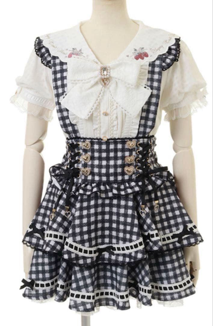 LIZLISA リズリサ はしごリボンギンガムティアードスカパン