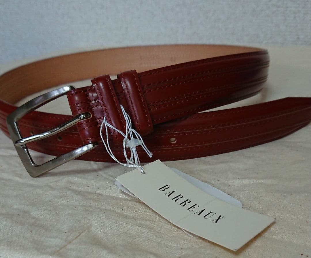 未使用 日本製 BARREAUX バルー 牛革 カーフ ベルト 丸井