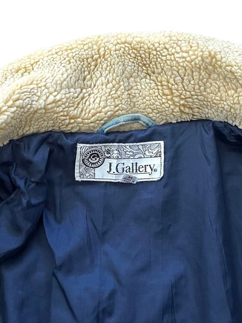 90's J Galleryジェイギャラリー襟ボアデニム地図柄ジャケットM