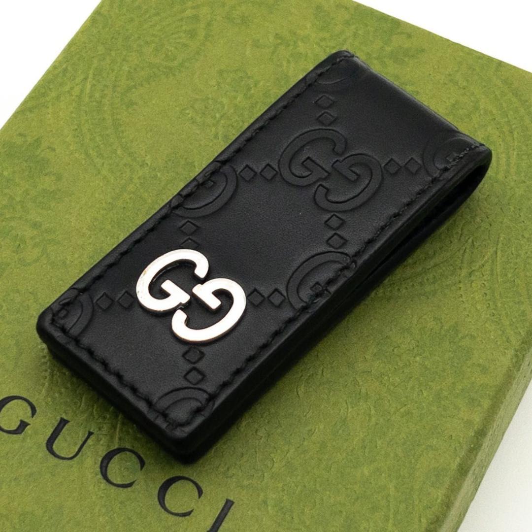 【超極美品】GUCCI マネークリップ　GGドリアン　レザー　黒