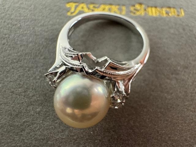 TASAKI 田崎真珠 Pt900 パールリング 約9mm ダイヤ0.20ct