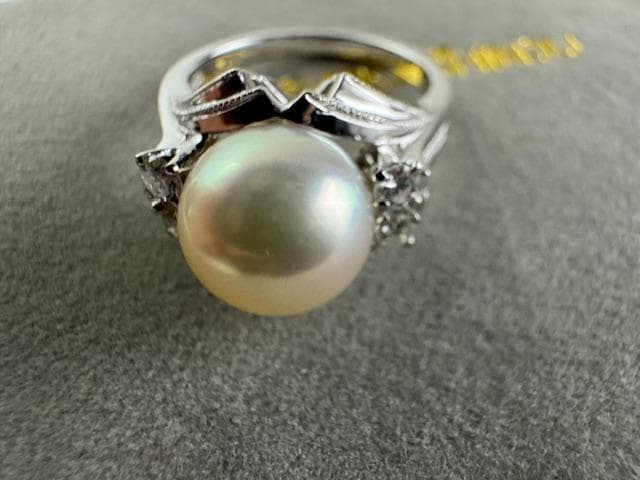 TASAKI 田崎真珠 Pt900 パールリング 約9mm ダイヤ0.20ct