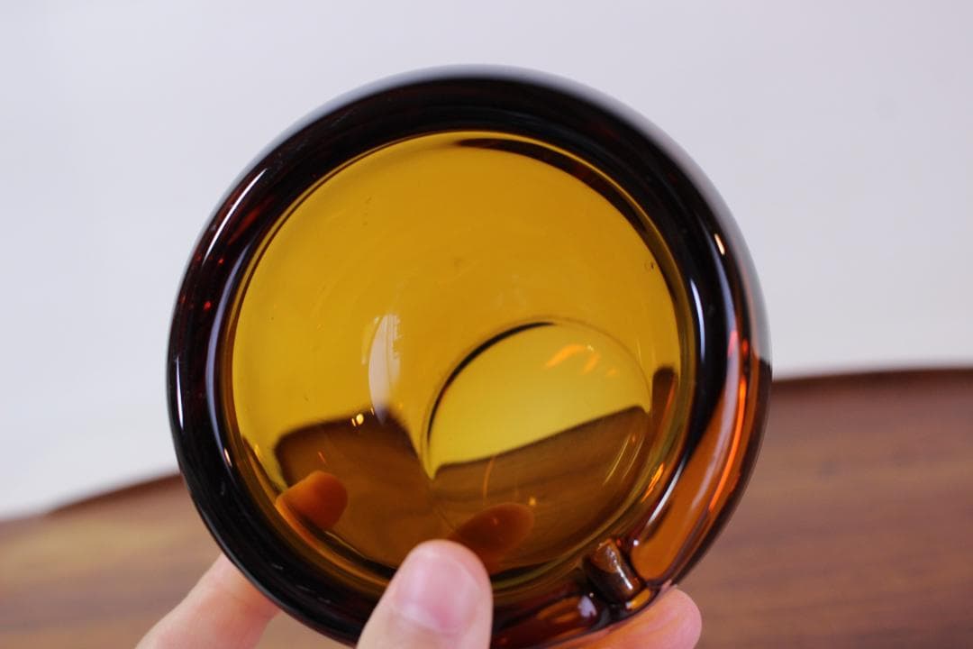 70s　ずっしり！　バイキング　VIKING　アンバーガラス　灰皿　ビンテージ