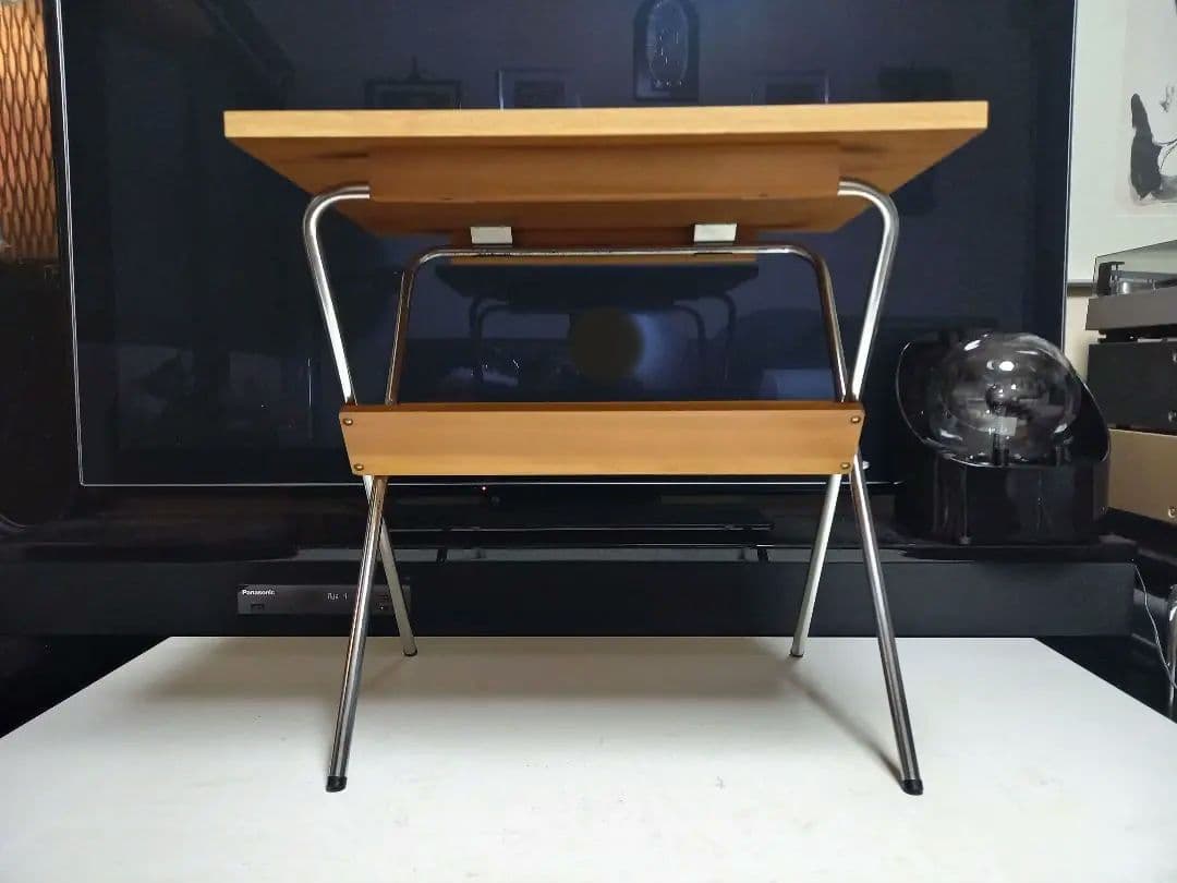 1980's　ミッドセンチュリー　モダン　メタル　ウッド　折り畳み式　テーブル