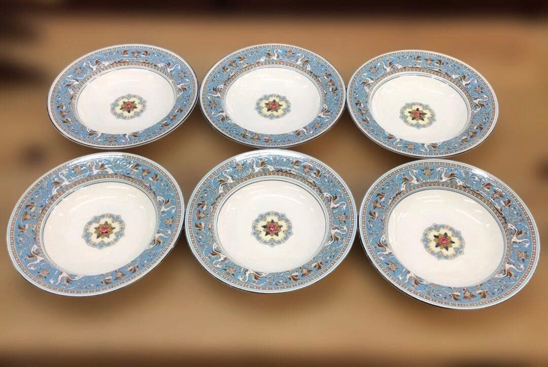 ウェッジウッド フロレンティーン ターコイズ スープ皿 6枚セット USED