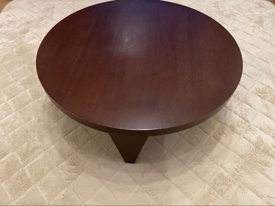 新生活　テーブル　円形　木製　座卓 ダークブラウン