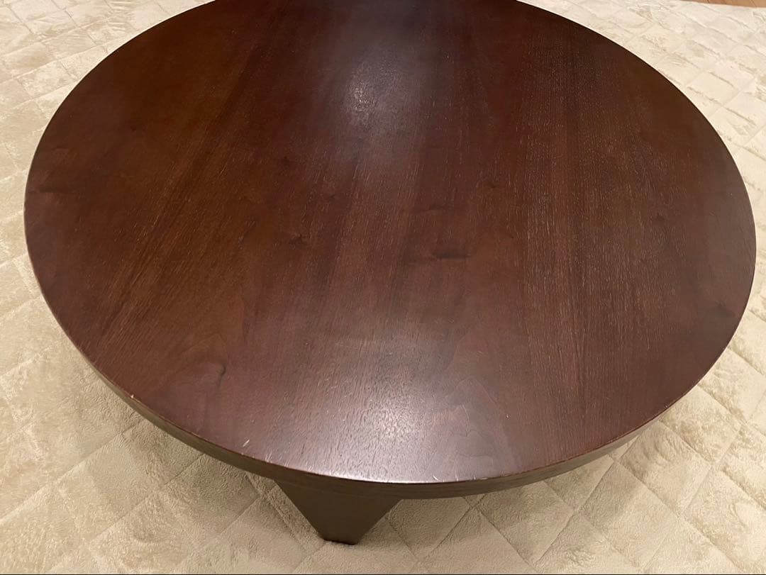 新生活　テーブル　円形　木製　座卓 ダークブラウン