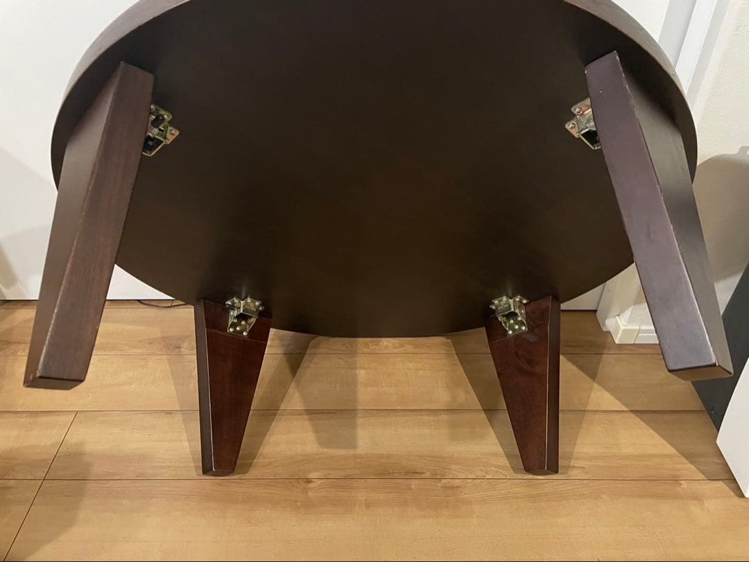 新生活　テーブル　円形　木製　座卓 ダークブラウン