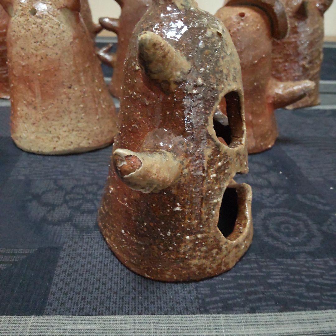 面白い 明かりカバー 11ケ 備前焼